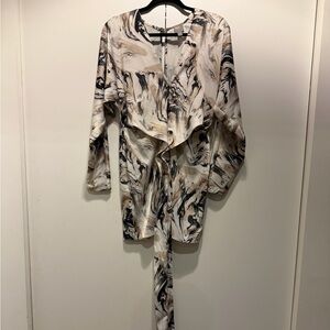 Elegant Marble Print Wrap Dress
